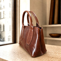 Diletta Compact Italian Leather Satchel Bag - Leather Italiano