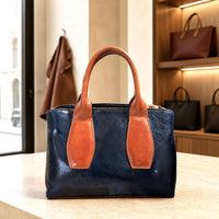 Diletta Compact Italian Leather Satchel Bag - Leather Italiano