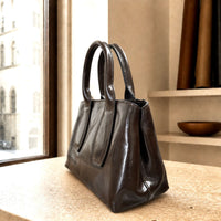 Diletta Compact Italian Leather Satchel Bag - Leather Italiano