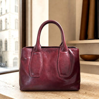 Diletta Compact Italian Leather Satchel Bag - Leather Italiano