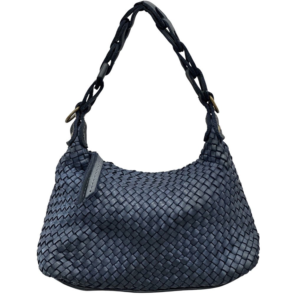 Elarisse Cow Leather Woven Hobo Bag - Leather Italiano