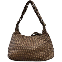 Elarisse Cow Leather Woven Hobo Bag - Leather Italiano