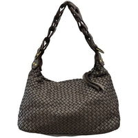 Elarisse Cow Leather Woven Hobo Bag - Leather Italiano