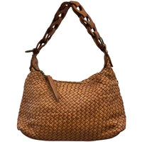 Elarisse Cow Leather Woven Hobo Bag - Leather Italiano