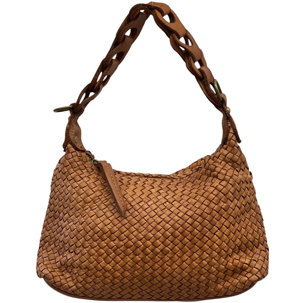 Elarisse Cow Leather Woven Hobo Bag - Leather Italiano