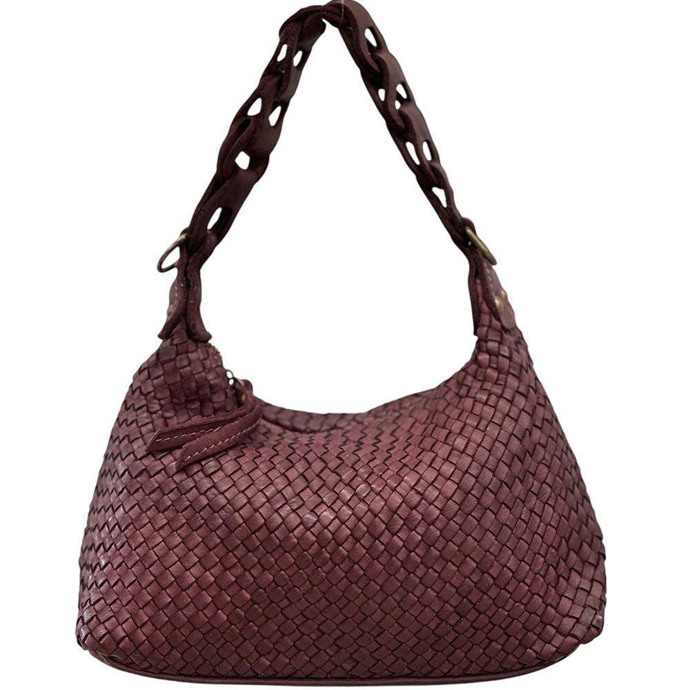 Elarisse Cow Leather Woven Hobo Bag - Leather Italiano
