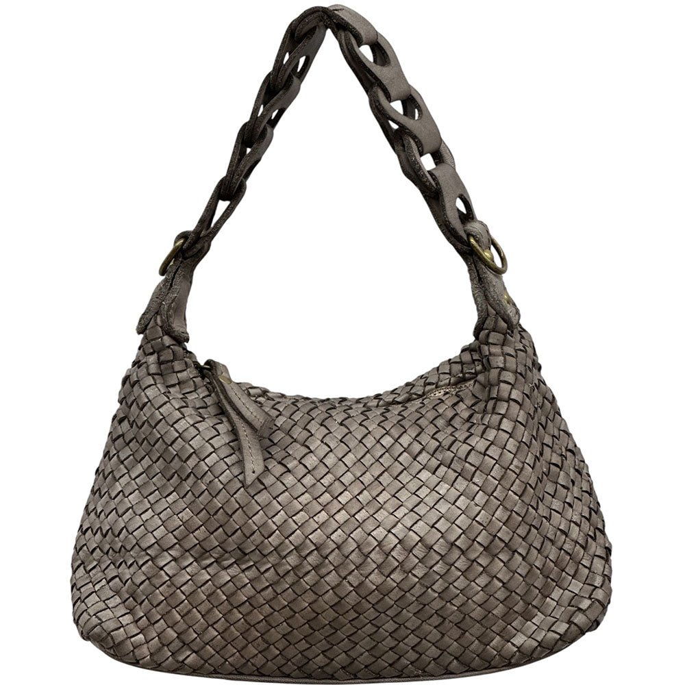 Elarisse Cow Leather Woven Hobo Bag - Leather Italiano
