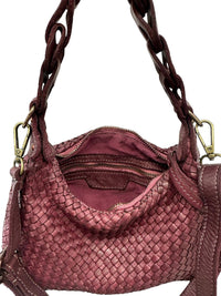 Elarisse Cow Leather Woven Hobo Bag - Leather Italiano