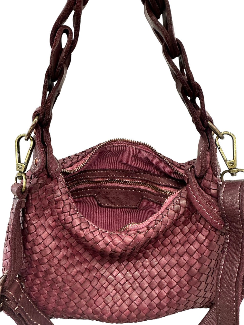 Elarisse Cow Leather Woven Hobo Bag - Leather Italiano