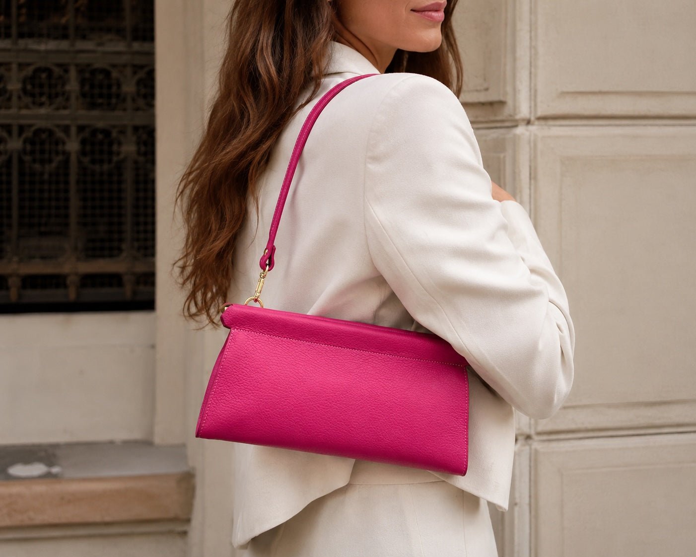 Eliora Italian Cow Leather Convertible Baguette Bag - Leather Italiano