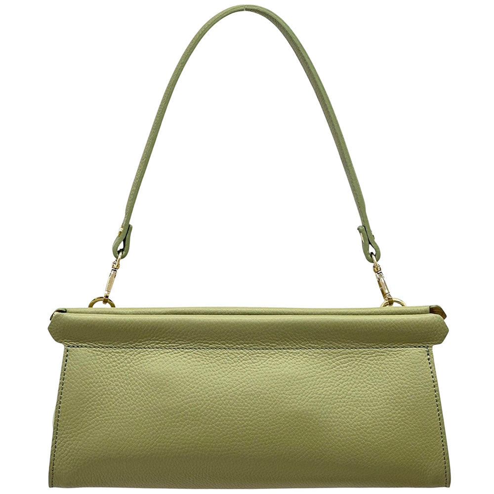 Eliora Italian Cow Leather Convertible Baguette Bag - Leather Italiano