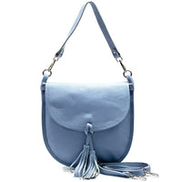 Elisa Italian calfskin shoulder bag with tassel detail and adjustable strap