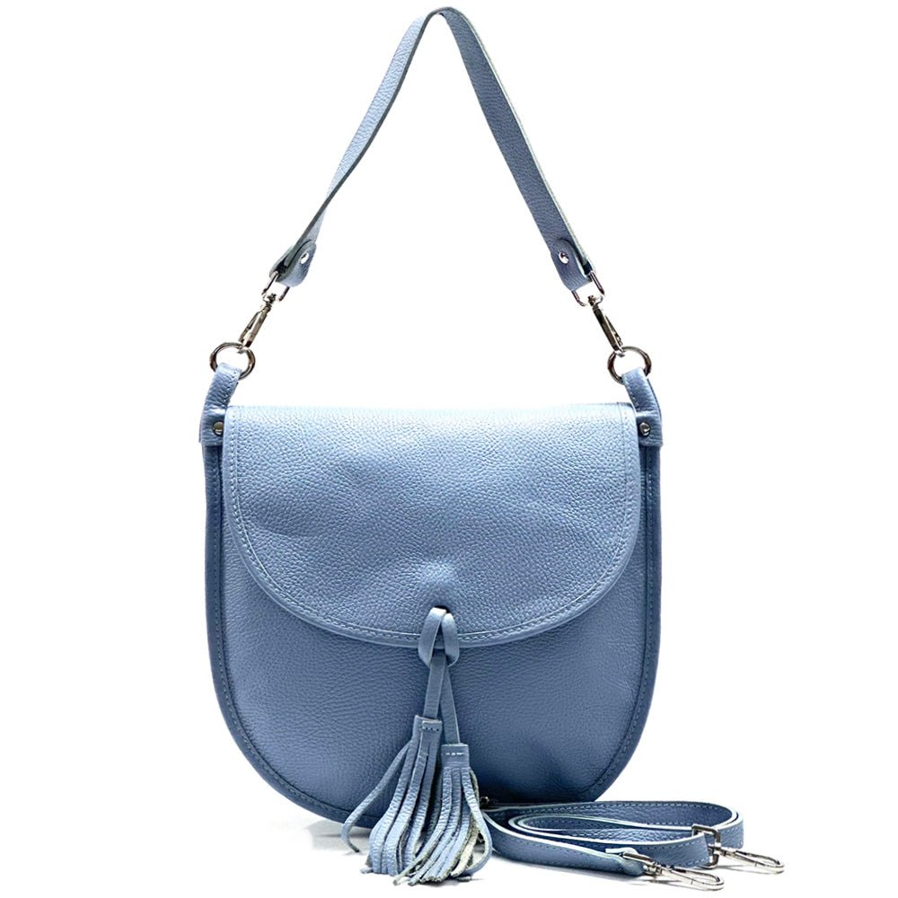 Elisa Italian calfskin shoulder bag with tassel detail and adjustable strap