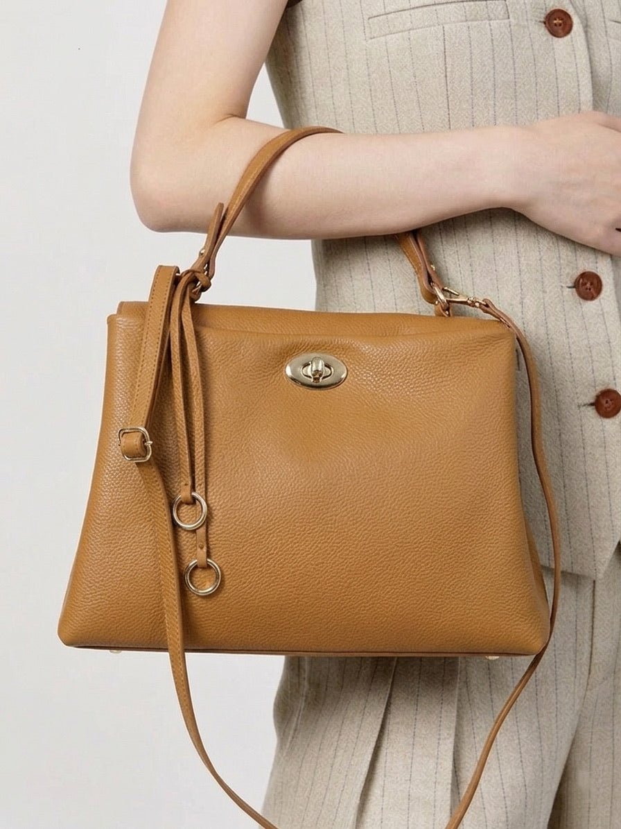 Elowen Italian Leather Top Handle Handbag - Leather Italiano