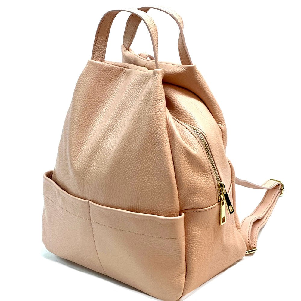 Elva Italian Pebbled Leather Backpack – Women’s Elegant Everyday Bag (Handmade in Florence) - Leather Italiano