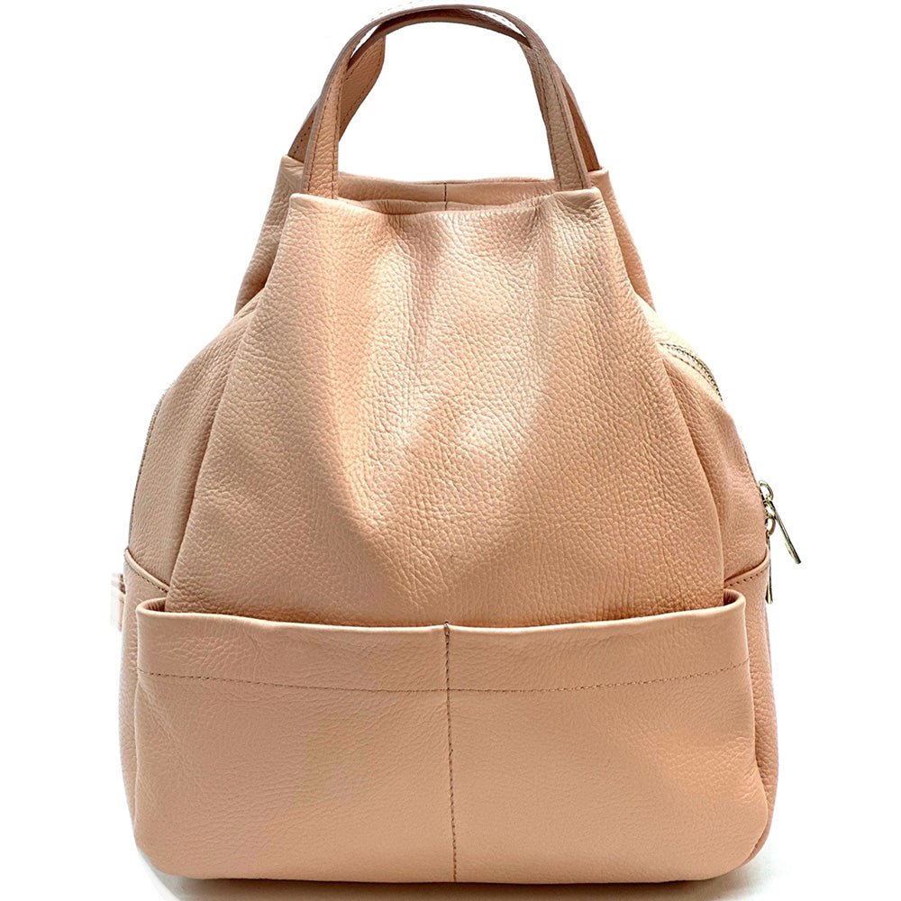 Elva Italian Pebbled Leather Backpack – Women’s Elegant Everyday Bag (Handmade in Florence) - Leather Italiano