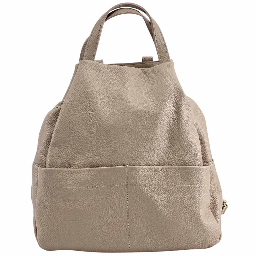 Elva Italian Pebbled Leather Backpack – Women’s Elegant Everyday Bag (Handmade in Florence) - Leather Italiano