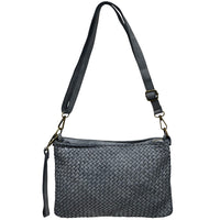 Elvaria Woven Handheld and Crossbody Bag in Calf Leather - Leather Italiano