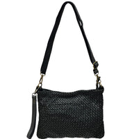 Elvaria Woven Handheld and Crossbody Bag in Calf Leather - Leather Italiano