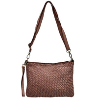 Elvaria Woven Handheld and Crossbody Bag in Calf Leather - Leather Italiano