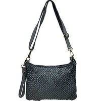 Elvaria Woven Handheld and Crossbody Bag in Calf Leather - Leather Italiano
