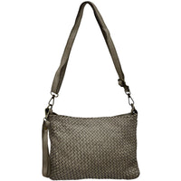 Elvaria Woven Handheld and Crossbody Bag in Calf Leather - Leather Italiano