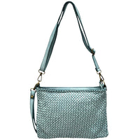 Elvaria Woven Handheld and Crossbody Bag in Calf Leather - Leather Italiano