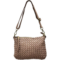 Elvaria Woven Handheld and Crossbody Bag in Hand Washed Italian Calf Leather - Leather Italiano