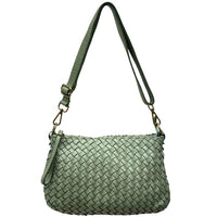 Elvaria Woven Handheld and Crossbody Bag in Hand Washed Italian Calf Leather - Leather Italiano