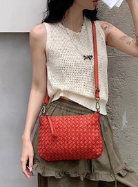 Elvaria Woven Handheld and Crossbody Bag in Hand Washed Italian Calf Leather - Leather Italiano