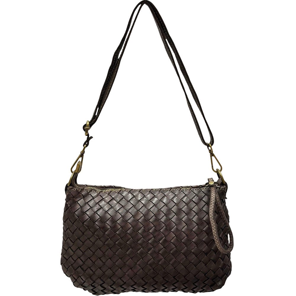 Elvaria Woven Handheld and Crossbody Bag in Hand Washed Italian Calf Leather - Leather Italiano