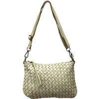 Elvaria Woven Handheld and Crossbody Bag in Hand Washed Italian Calf Leather - Leather Italiano
