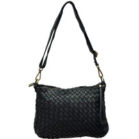 Elvaria Woven Handheld and Crossbody Bag in Hand Washed Italian Calf Leather - Leather Italiano