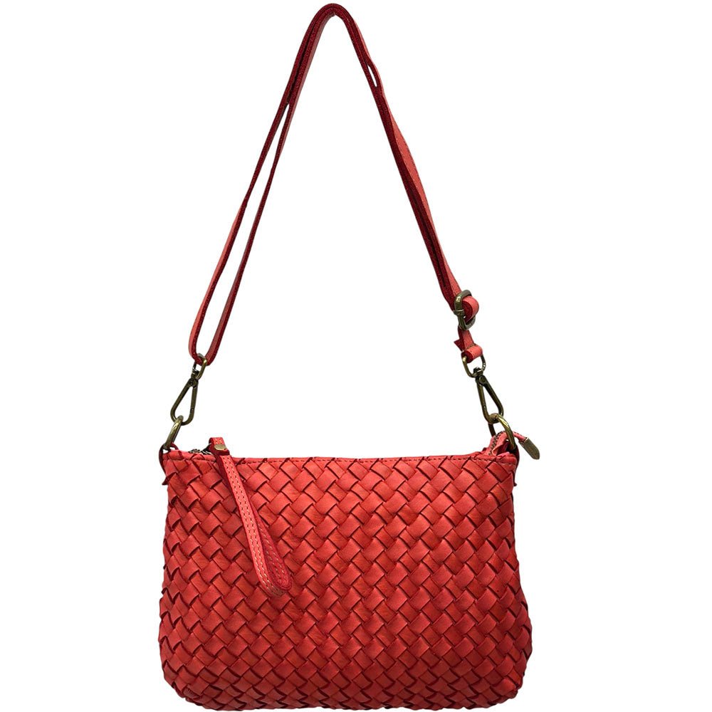 Elvaria Woven Handheld and Crossbody Bag in Hand Washed Italian Calf Leather - Leather Italiano