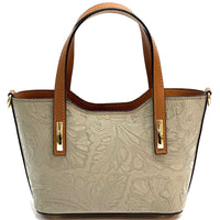Emily Flora Cow Leather Handbag - Leather Italiano
