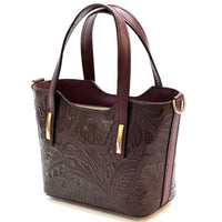 Emily Flora Cow Leather Handbag - Leather Italiano