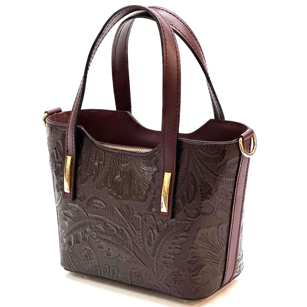 Emily Flora Cow Leather Handbag - Leather Italiano