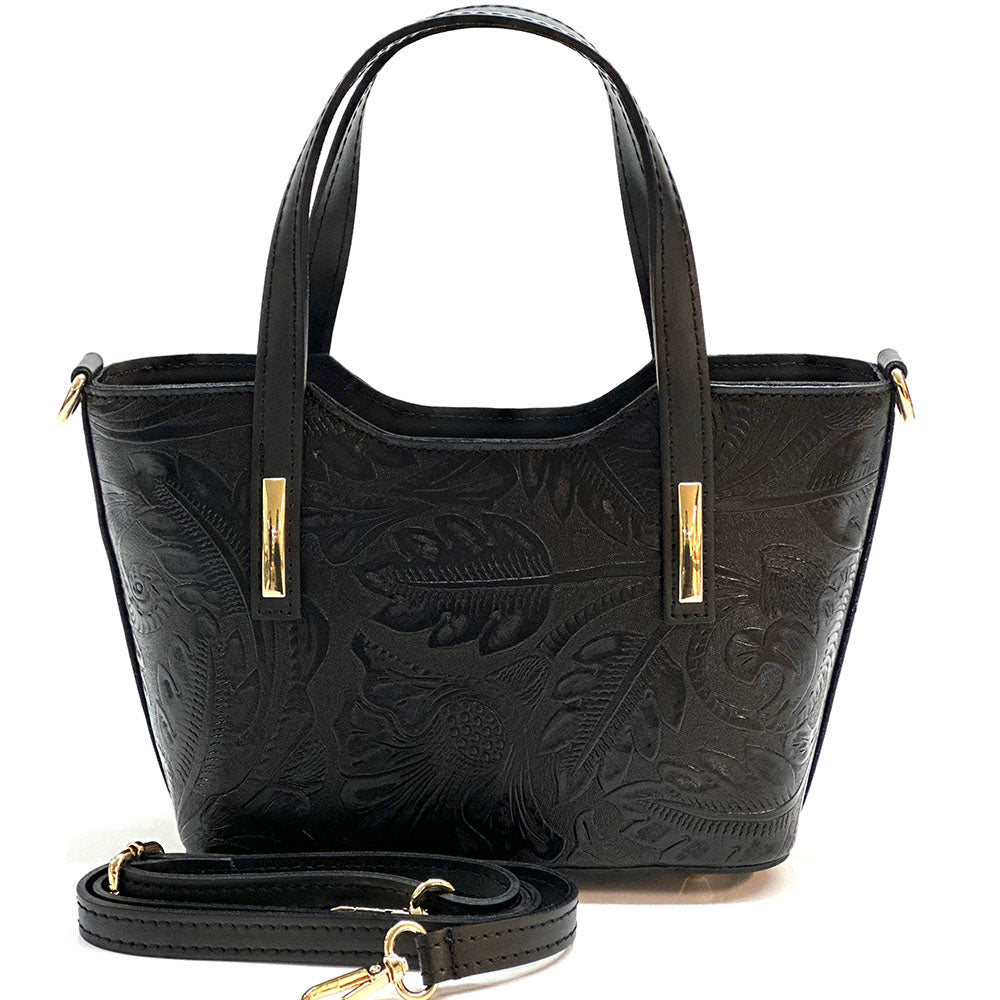 Emily Flora Cow Leather Handbag - Leather Italiano