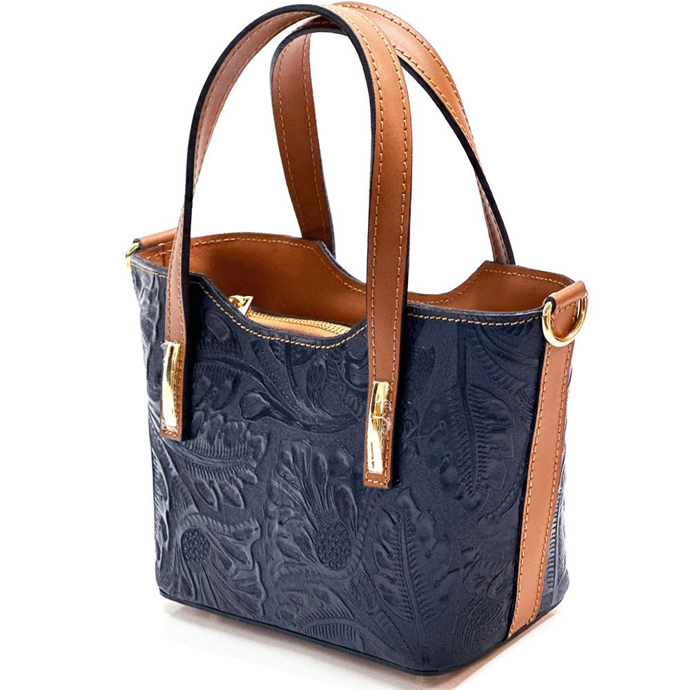 Emily Flora Cow Leather Handbag - Leather Italiano