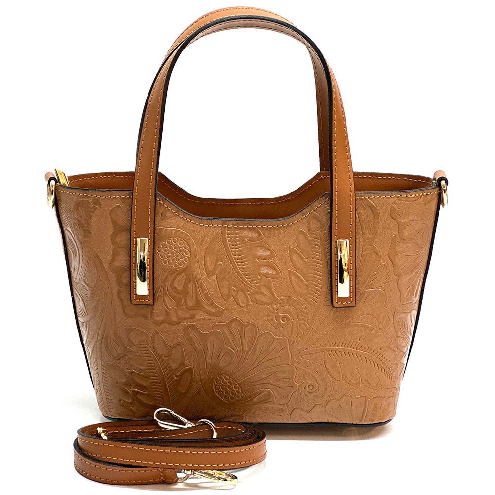 Emily Flora Cow Leather Handbag - Leather Italiano