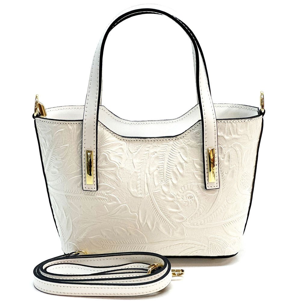 Emily Flora Cow Leather Handbag - Leather Italiano