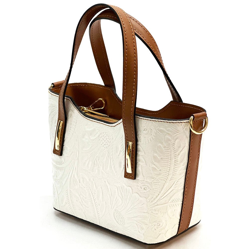 Emily Flora Cow Leather Handbag - Leather Italiano