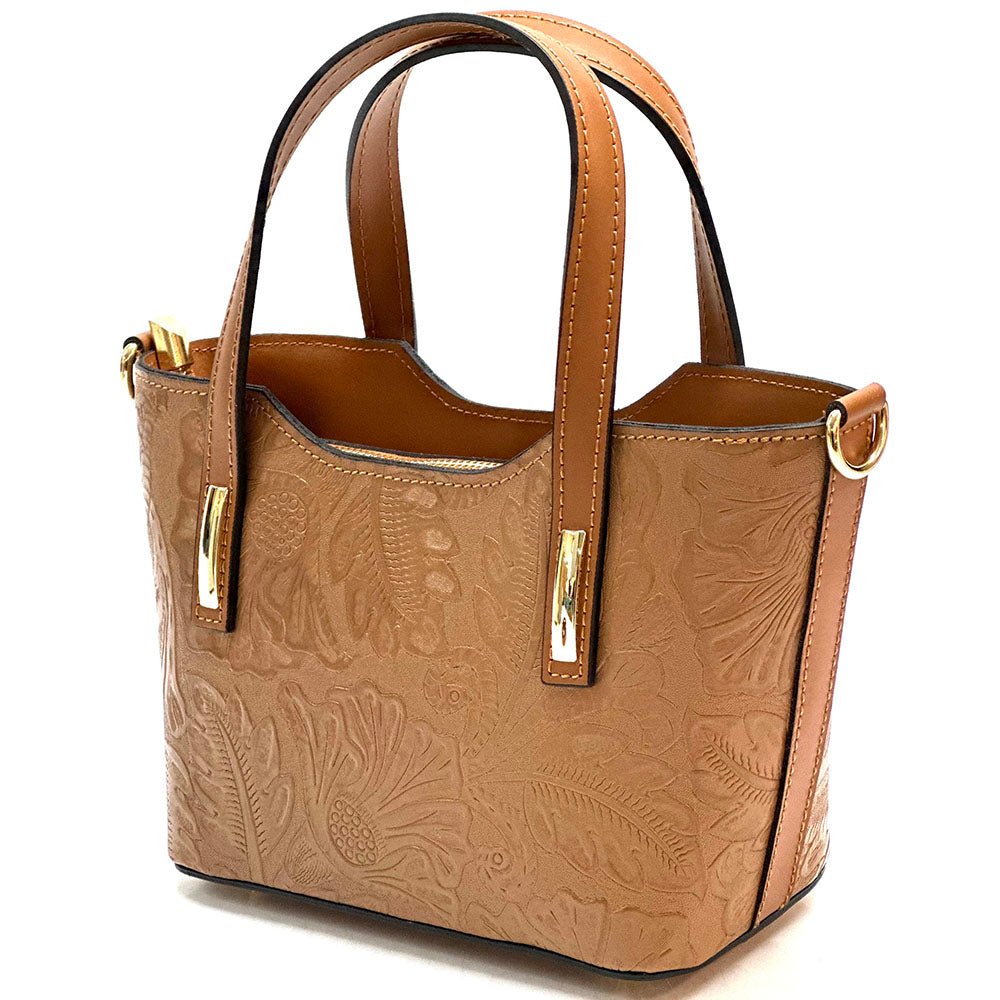 Emily Flora Cow Leather Handbag - Leather Italiano