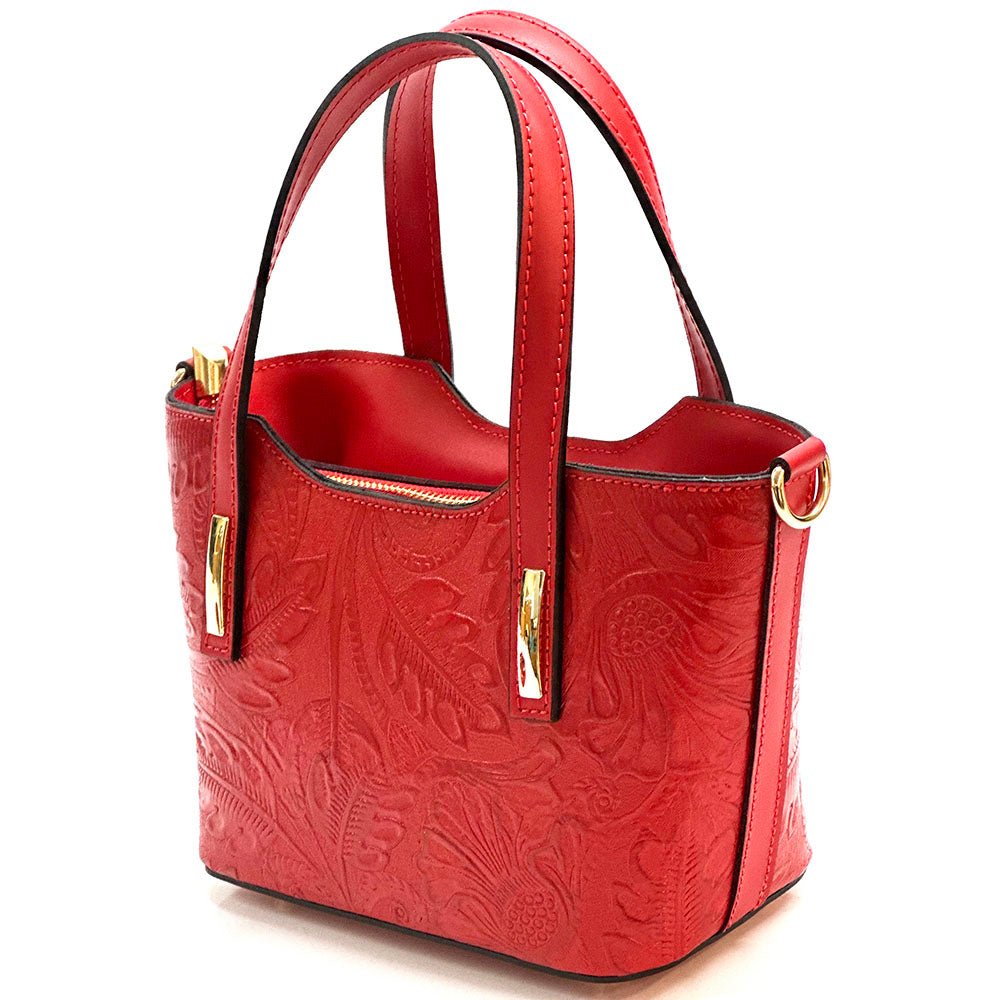 Emily Flora Cow Leather Handbag - Leather Italiano
