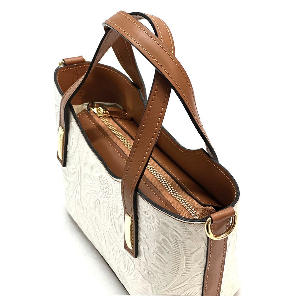 Emily Flora Cow Leather Handbag - Leather Italiano