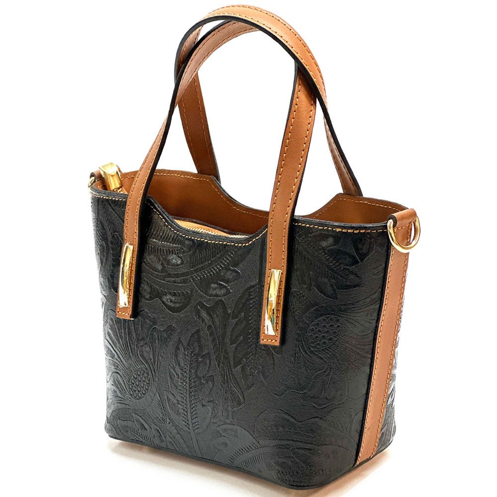 Emily Flora Cow Leather Handbag - Leather Italiano