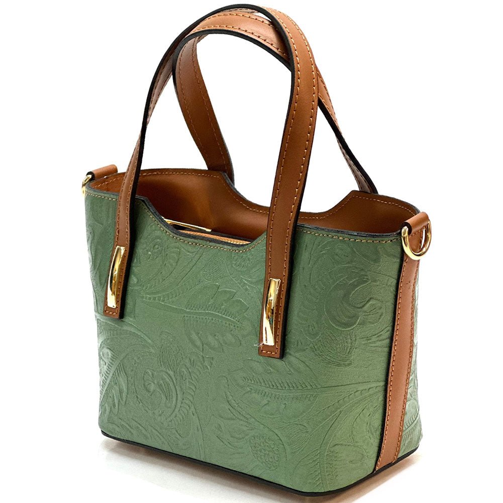 Emily Flora Cow Leather Handbag - Leather Italiano