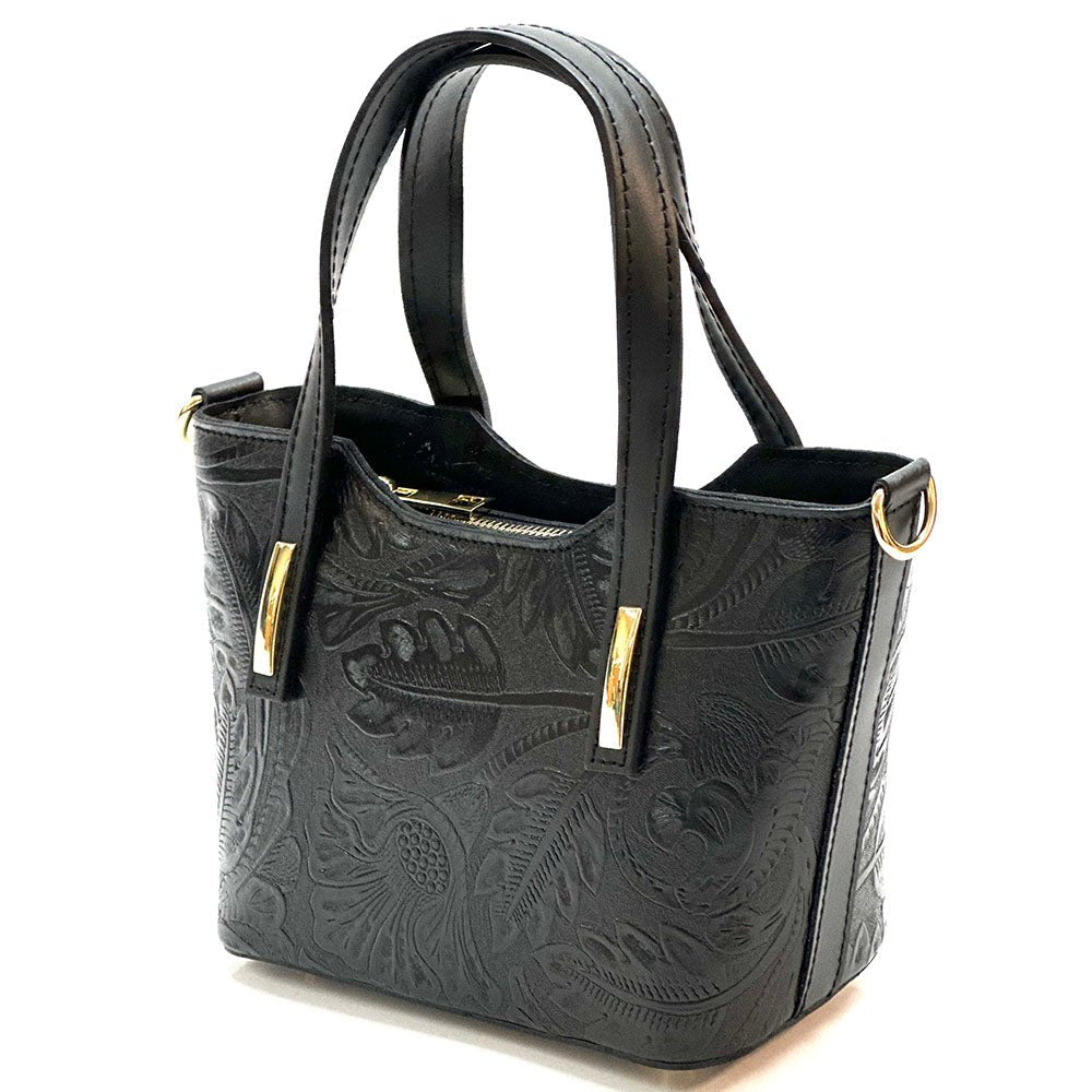 Emily Flora Cow Leather Handbag - Leather Italiano