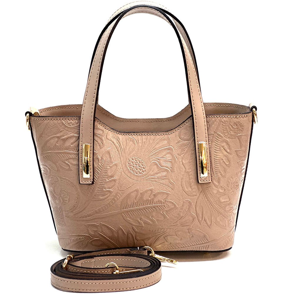 Emily Flora Cow Leather Handbag - Leather Italiano