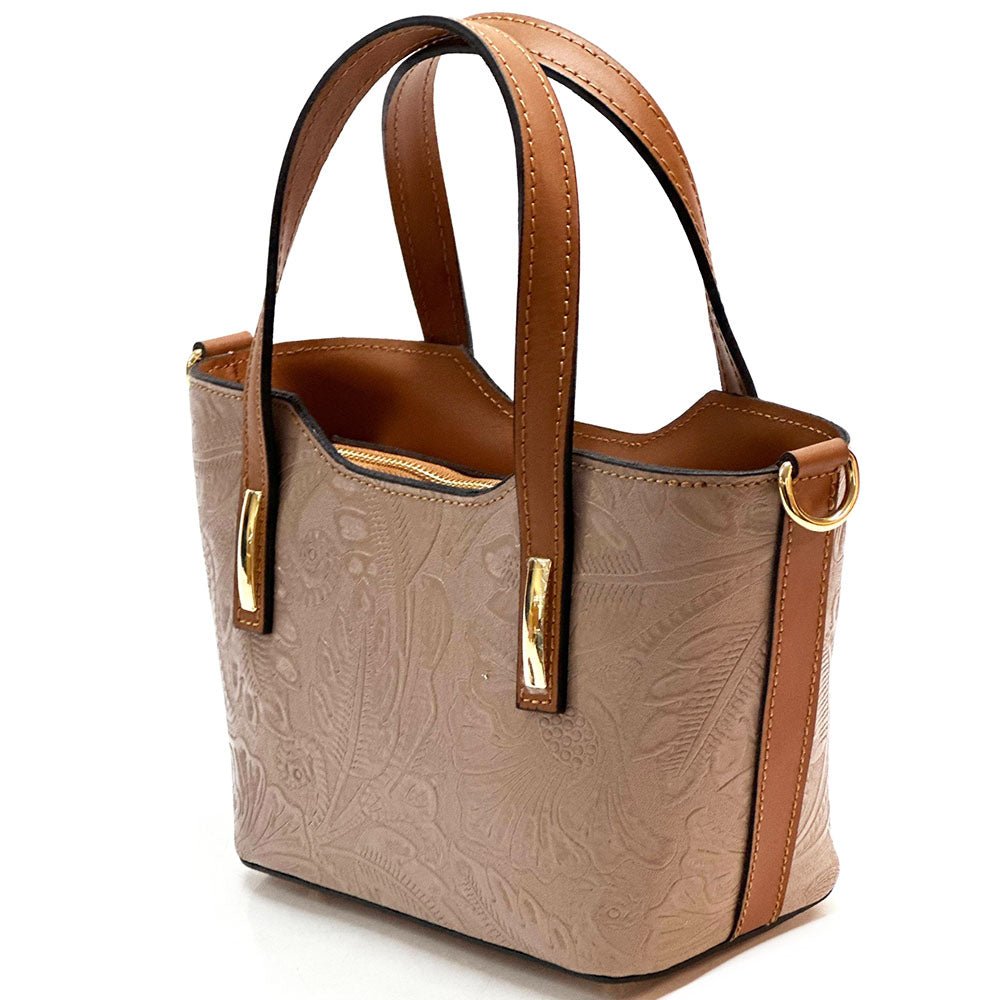Emily Flora Cow Leather Handbag - Leather Italiano